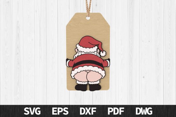 Funny Santa Butt Tag SVG: Laser Cutting and Winter Amp
