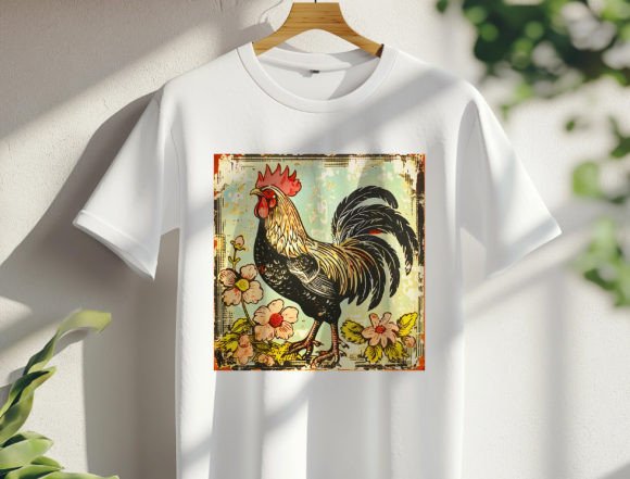 Retro Wildflower Chicken Png, Farm Girl Graphics and T-Shirt Designs