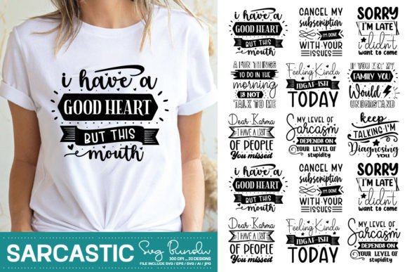 Sarcastic Svg Bundle, Funny Design Graphics and T-Shirt Designs